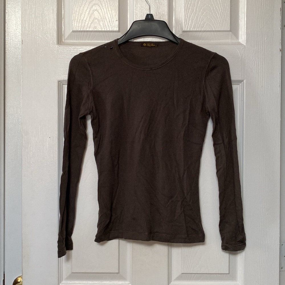 Loro Piana Italy Brown Cashmere Crewneck Sweater Knit